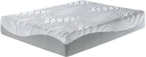 front right angled view of the Sierra Sleep® By Ashley® 12" Memory Foam Medium Tight Top Queen Mattress in a Box