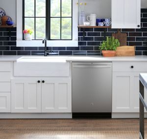 kitchen featuring GE 24" Fingerprint Resistant Stainless Steel Built-In Dishwasher