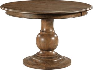 front view of the Kincaid® Ansley Whitson Cinnamon Round Pedestal Dining Table