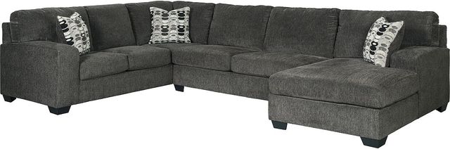 front view of the Signature Design by Ashley® Ballinasloe 3-Piece Smoke Left-Arm Facing Sectional with Chaise