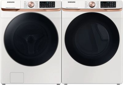 front view of the Samsung Ivory Front Load Laundry Pair