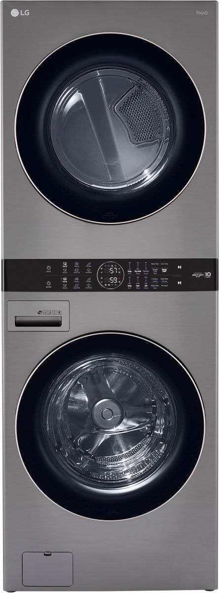 LG Washer & Electric Dryer Graphite Steel Front Load Stack Laundry