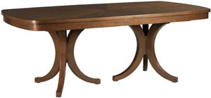 front view of the American Drew® Vantage Randolph Brown Dining Table, a traditional wood double pedestal oval dining table