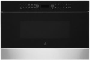 front view of the JennAir® NOIR™ 1.2 Cu. Ft. Floating Glass Black Under Counter Microwave