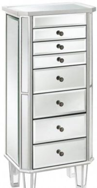 front view of the Joyce Mirrored Silver Jewelry Armoire