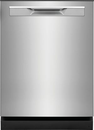 front view of a slightly opened Frigidaire Gallery® 24" Stainless Steel Built In Dishwasher