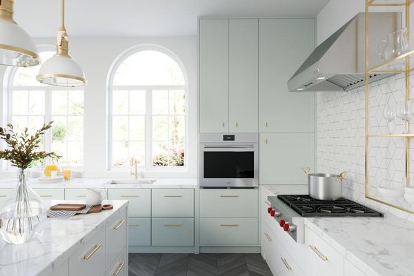 Kitchen Showcasing a Wolf E Series 30" Stainless Steel Professional Built in Single Electric Wall Oven