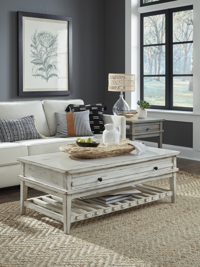 Aspenhome® Reeds Farm Weathered White Cocktail Table