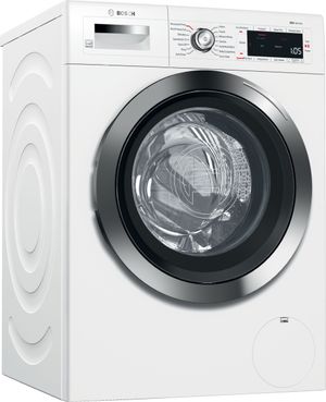 front view of the Bosch® 800 Series 2.2 Cu. Ft. White Front Load Compact Washer