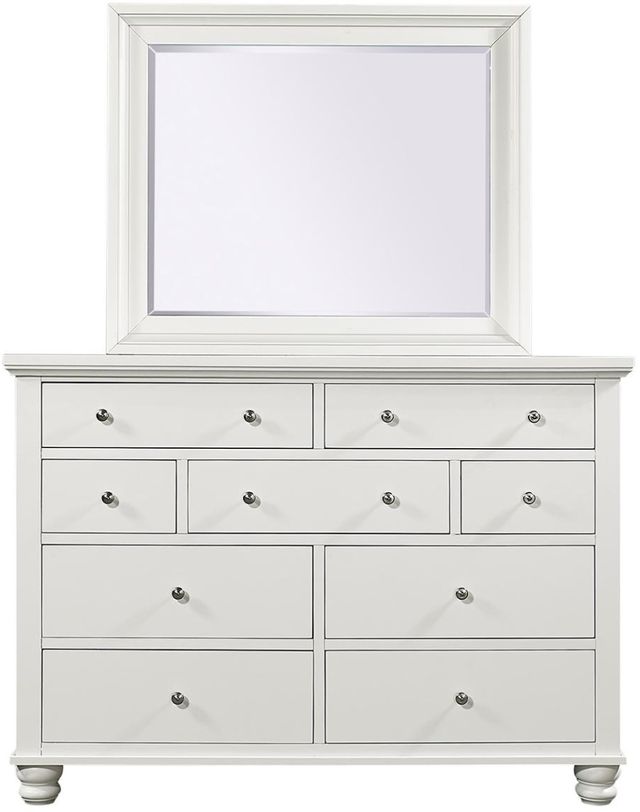 frontal view of Aspenhome® Cambridge White Chesser with mirror