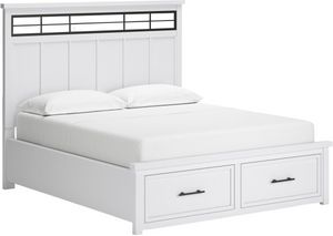 front view of the Signature Design by Ashley® Ashbryn White California King Storage Panel Bed