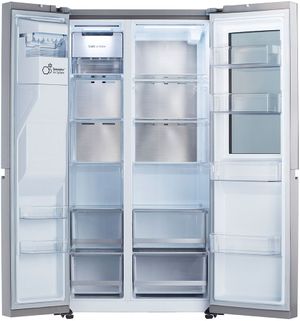 inside view of the LG 27.1 Cu. Ft. PrintProof™ Stainless Steel Side-by-Side Refrigerator