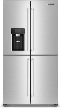 front view of the KitchenAid® 36" 19.4 Cu. Ft. Fingerprint Resistant Stainless Steel Counter Depth French Door Refrigerator