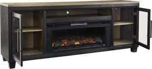Signature Design by Ashley Foyland Black/Brown Electric Fireplace TV Stand
