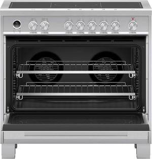 Fisher & Paykel induction range with oven door ajar