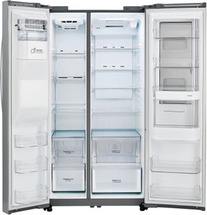 Empty interior of a LG side by side refrigerator