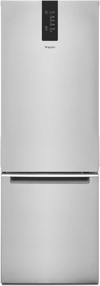front view of the Whirlpool® 13.0 Cu. Ft. Fingerprint Resistant Stainless Steel Counter Depth Bottom Freezer Refrigerator
