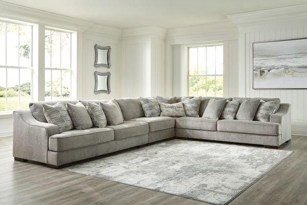 front view of a grey l-shaped sectional