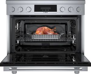Interior shot of a stainless steel Bosch induction range