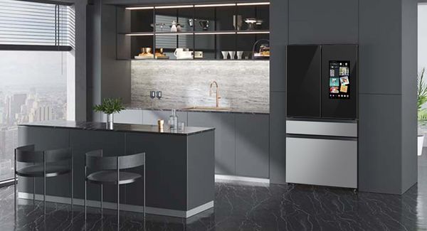 Samsung Bespoke 36 in. 22.5 Cu. Ft. Charcoal Glass/Stainless Steel Counter Depth French Door Refrigerator