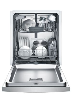 Bosch 100 Series 24" Stainless Steel Built In Dishwasher door open