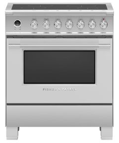 front view of teh Fisher & Paykel Series 9 30" Stainless Steel Freestanding Induction Range