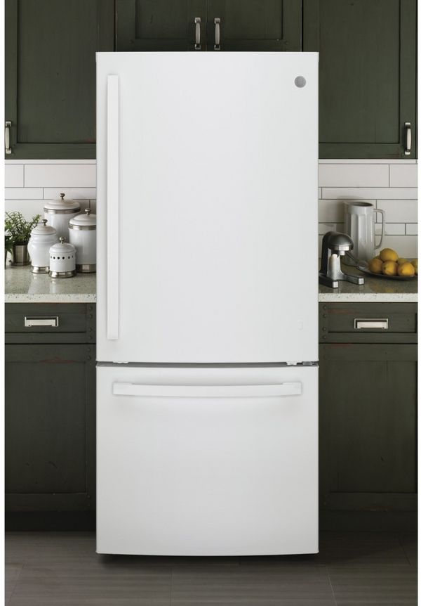 GE 30 in. 21.0 Cu. Ft. Fingerprint Resistant Stainless Steel Bottom Freezer Refrigerator