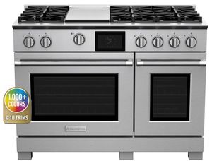 front view of the BlueStar® 48" Color Match Freestanding Dual Fuel Range