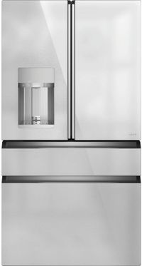 front view of the Café™ 22.3 Cu. Ft. Platinum Glass Counter Depth French Door Refrigerator