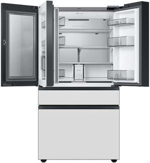 inside view of the Samsung Bespoke 22.5 Cu. Ft. White Glass Counter Depth French Door Refrigerator