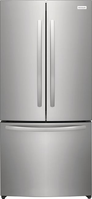 front view of the Frigidaire® 32 in. 17.6 Cu. Ft. Brushed Steel Counter-Depth French Door Refrigerator