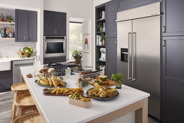 Stylish Kitchen with Built In Refrigerator