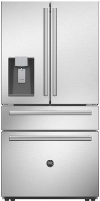 front view of the Bertazzoni 21.6 Cu. Ft. Professional Series Stainless Steel Counter Depth French Door Refrigerator