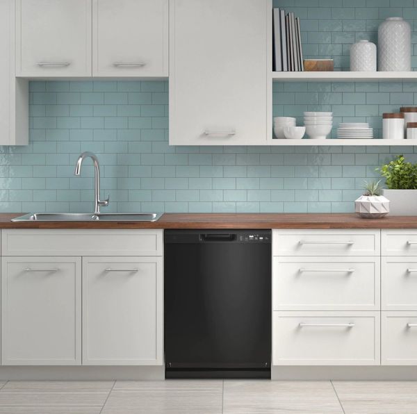 Kitchen Featuring a GE 24" Black Built In Dishwasher