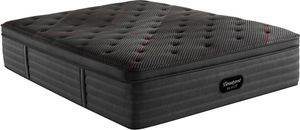 front left view of the Beautyrest Black® C-Class 16" Pocketed Coil Plush Pillow Top Queen Mattress