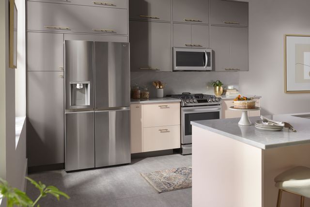 LG 4 door side by side refrigerator in a kitchen 