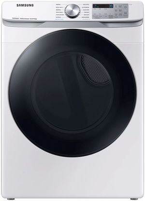 front view of the Samsung 7.5 Cu. Ft. White Front Load Gas Dryer