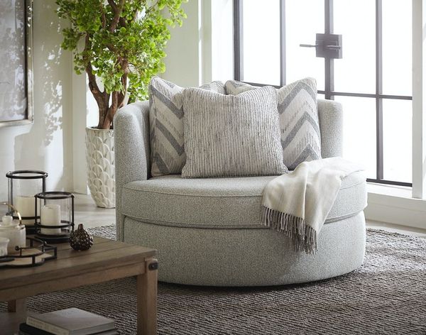 front view of a round england furniture accent chair