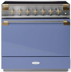 front view of the AGA Elise 36" Carnaby Blue Slide In Induction Range