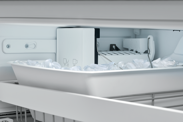 view of inside a refrigerator looking at the ice maker area