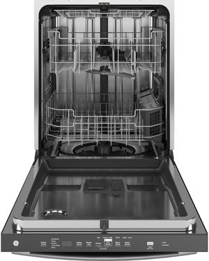GE 24" Fingerprint Resistant Stainless Steel Top Control Built In Dishwasher door open