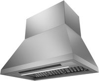front view of the Monogram® Statement Collection 36" Stainless Steel Wall Mounted Range Hood