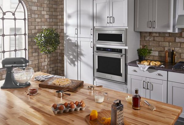 Preparing a recipe with KitchenAid 30" Stainless Steel Electric Built In Single Oven