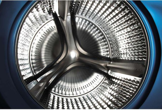 close front view of the inside of a front load washing machine