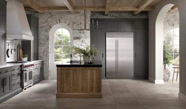 Kitchen Featuring a Sub-Zero Classic Series 29.1 Cu. Ft. Stainless Steel Built In Side-by-Side Refrigerator