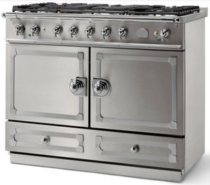 front view of the La Cornue CornuFe 110 43" Stainless Steel Free Standing Dual Range