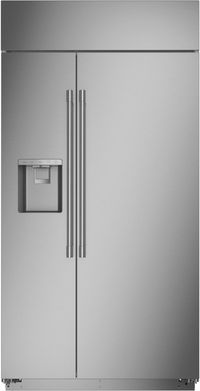 front view of the Monogram 42 In. 24.4 Cu. Ft. Stainless Steel Built In Side-by-Side Refrigerator