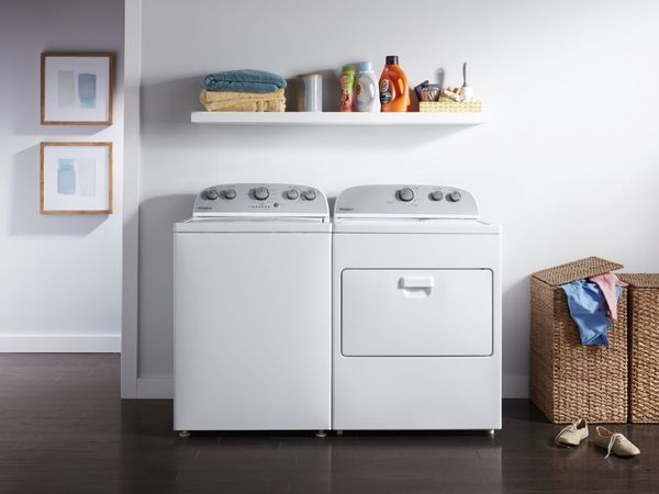 Laundry Room Featuring a Whirlpool 7.0 Cu. Ft. White Front Load Electric Dryer