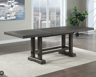large counter height black wood dining table