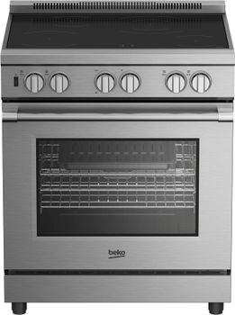 Front view of Beko's 30-inch slide-in induction range 